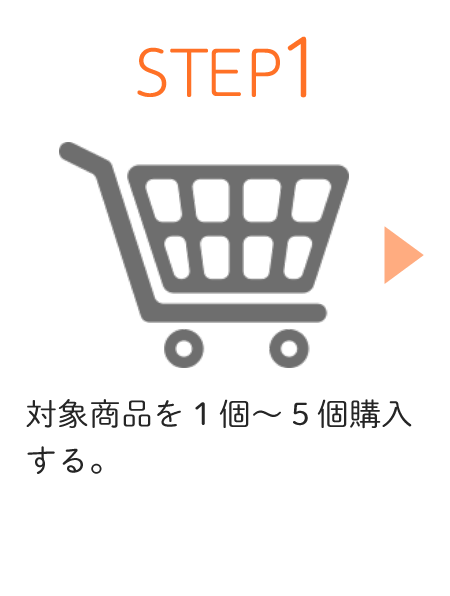 STEP1 対象商品を1個～5個購入する。
